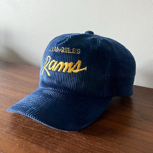Vintage Los Angeles Rams Sports Specialties Corduroy Hat The Cord Blue Zip Back - Picture 2 of 8
